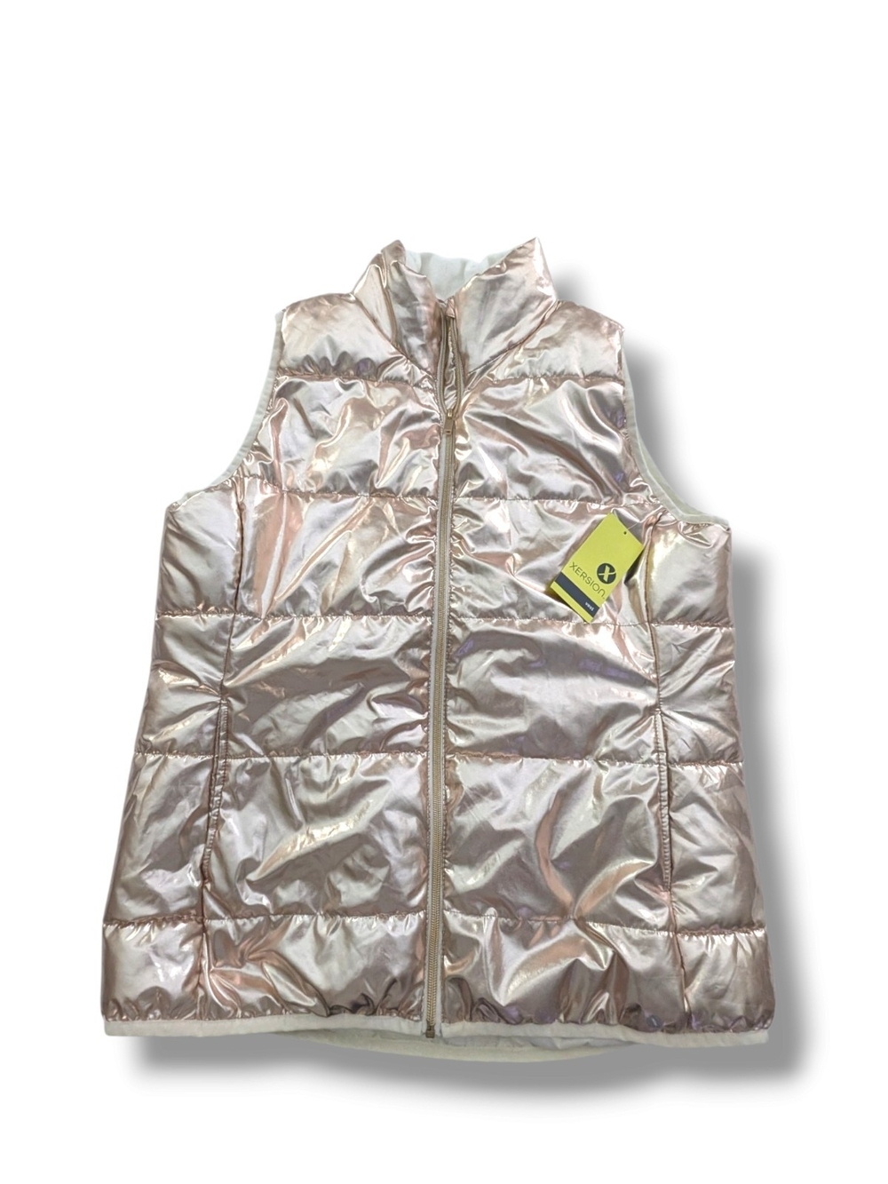 NWT Xersion Rose Gold Puffer Vest Jacket, Size Large
